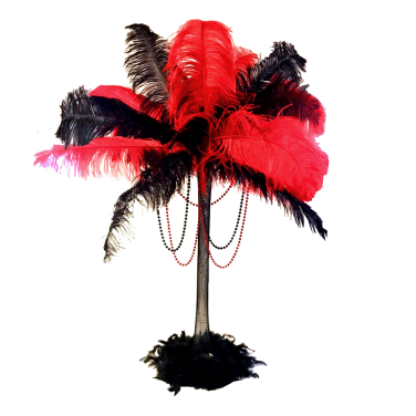 Moulin Rouge Centrepiece with Lily Vase, Feathers & Beads