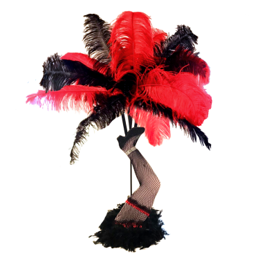 Moulin Rouge Centrepiece with Dancer Leg & Feathers