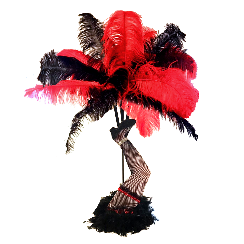 Moulin Rouge Centrepiece with Dancer Leg & Feathers