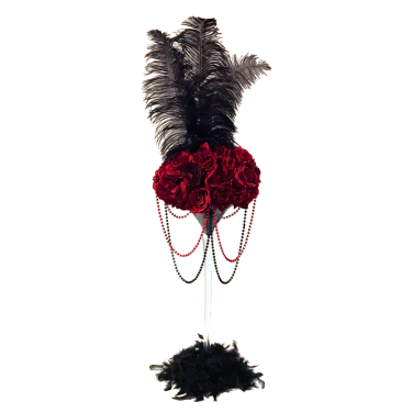 Martini Vase Centrepiece with Roses & Feathers