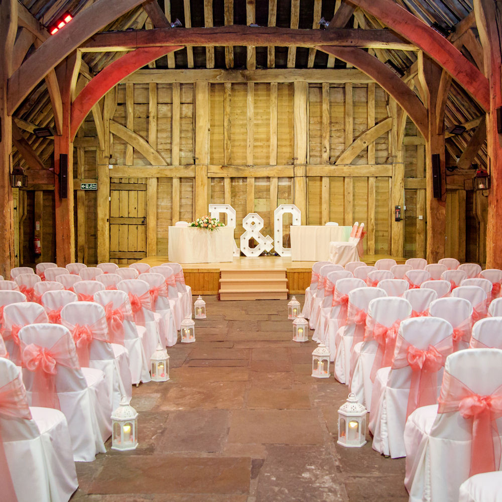 Ivory Vintage Lantern with LED Pillar Candles & Petals down aisle 4