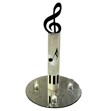 Music Note Centrepiece with Cylinder Vase & Tea Lights