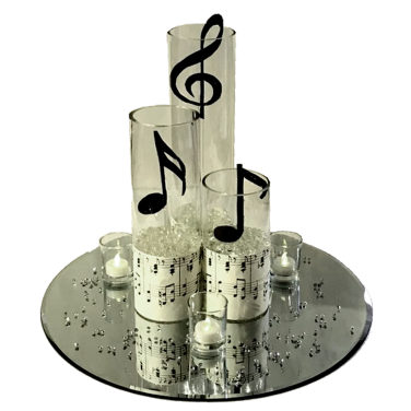 Music Centrepiece with Cylinder Vases & Music Notes