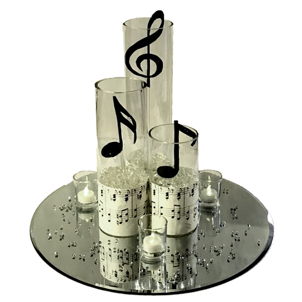 Music Centrepiece with Cylinder Vases & Music Notes