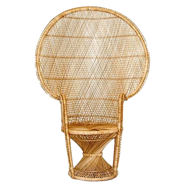 Natural Twist Base Wicker Peacock Throne Chair Hire