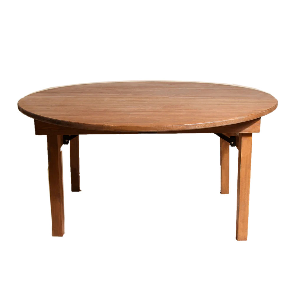 Round Rustic Oak Vintage Table Hire