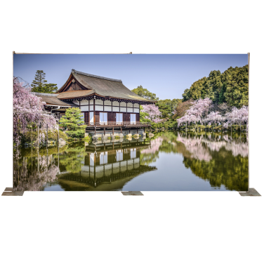 Oriental Tea House with Lake Blossom Backdrop
