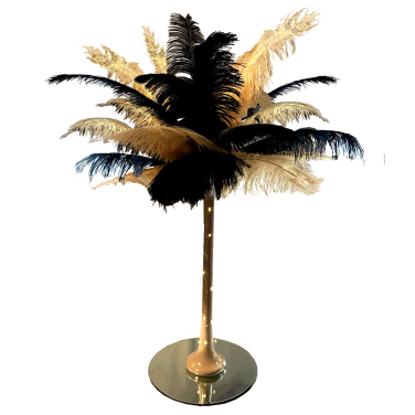 Ostrich Feather Centrepiece with Lily Vase, Sand & Fairy Lights