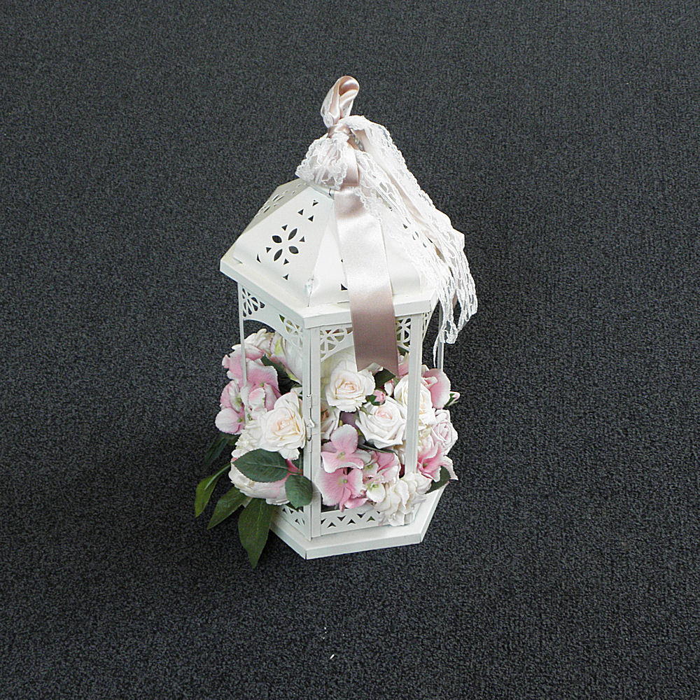 Ivory Vintage Lantern with Flowers 2
