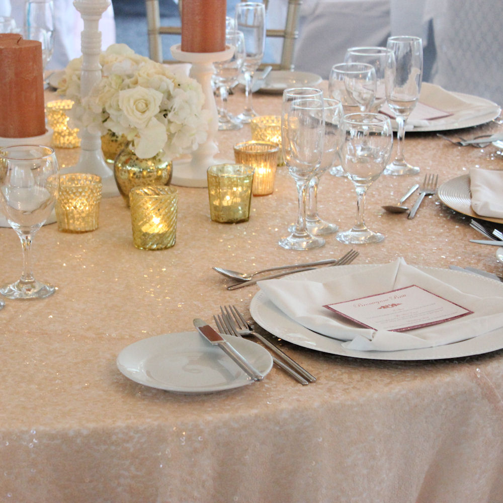 Peach Sequin Tablecloth 5