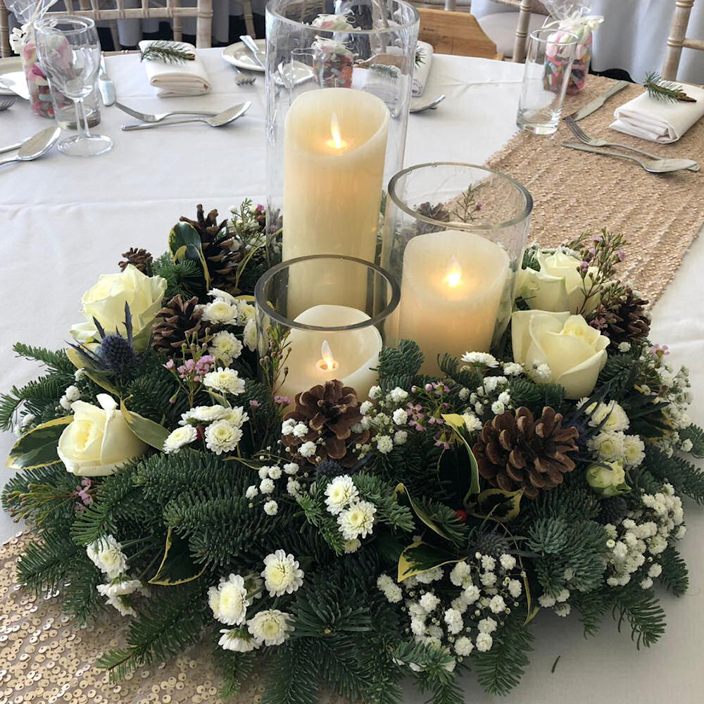 Eucalyptus & Pine Ring with Cylinder Vases