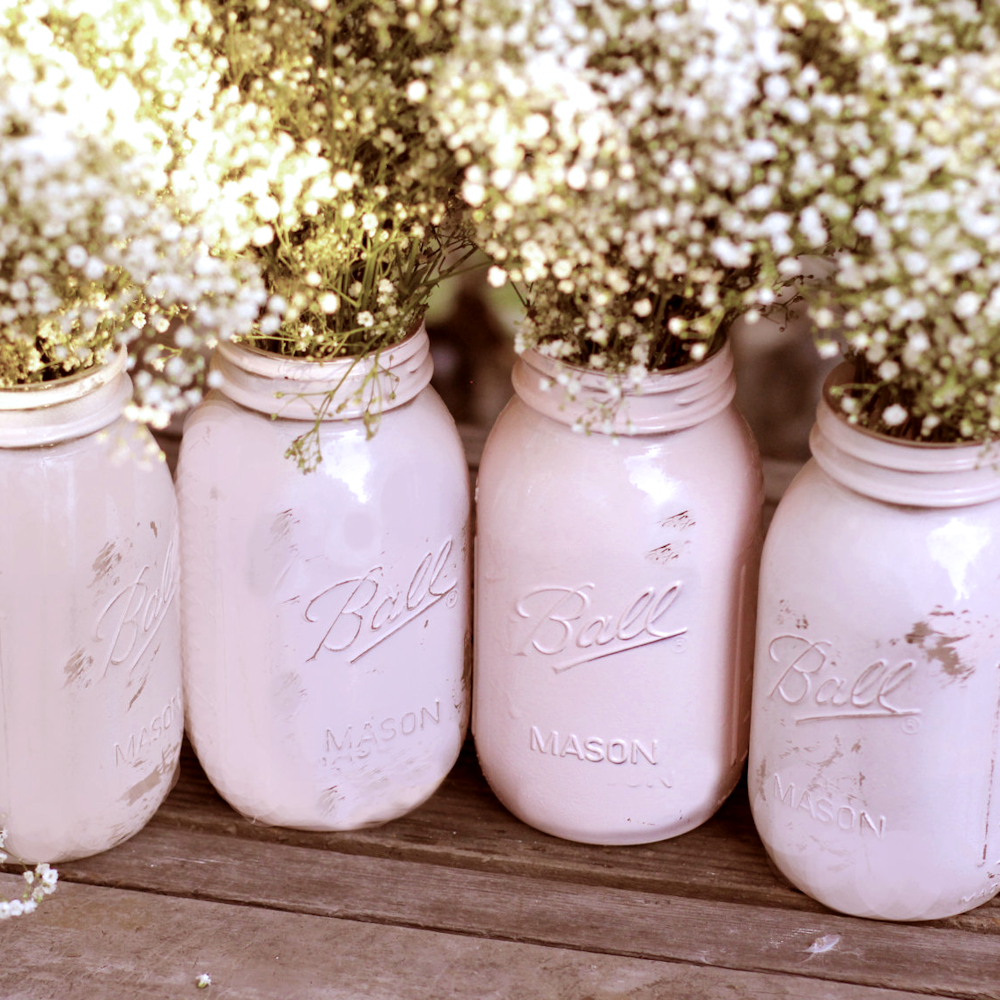 Pink Pastel Painted Mason Jar 2
