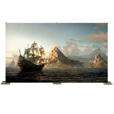 Pirate Ship, Islands with Mountains Backdrop