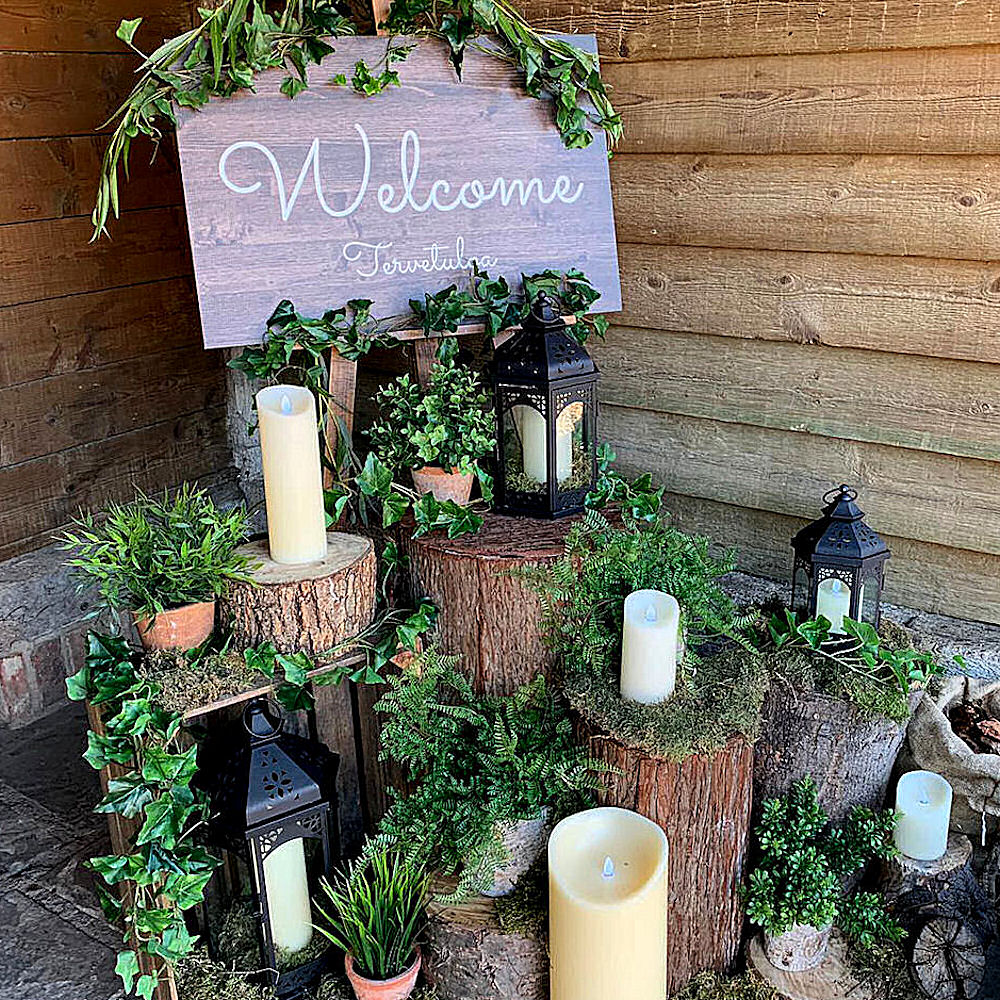 Wooden Welcome Sign with Easel
