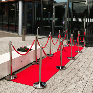 Silver Post & Red Barrier with Short 5m Red Carpet