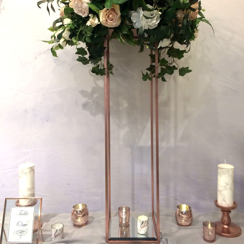 Rose Gold Rectangular Square Metal Flower Stand