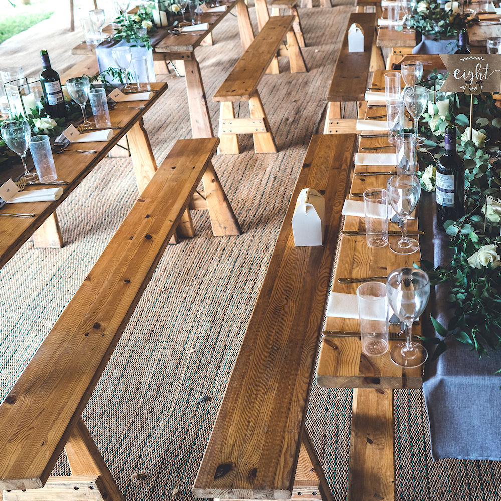 Rustic Oak Bench with Table