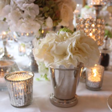Silver Ribbed Mercury Glass Tea Light Holder