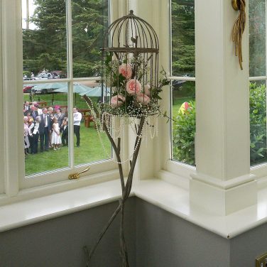 Vintage rustic large bird cage on twig stick stand (2)