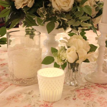 White Diamond Cut Glass Tea Light Holder