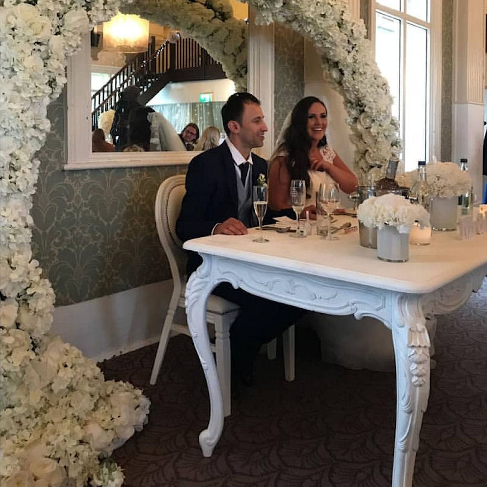 White French Sweetheart Table @ Wedding with Bride & Groom