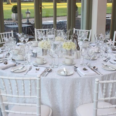 White Sequin Tablecloth