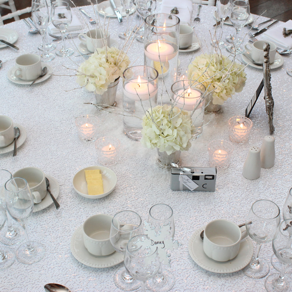 White Sequin Tablecloth