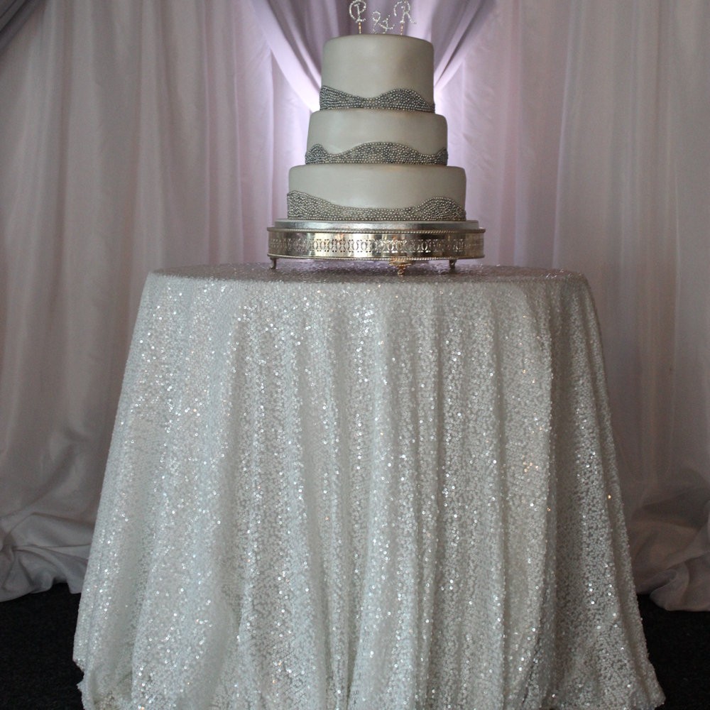 White Sequin Tablecloth