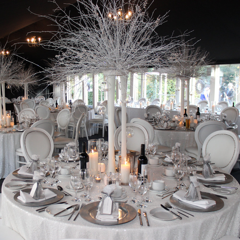 White Sequin Tablecloth