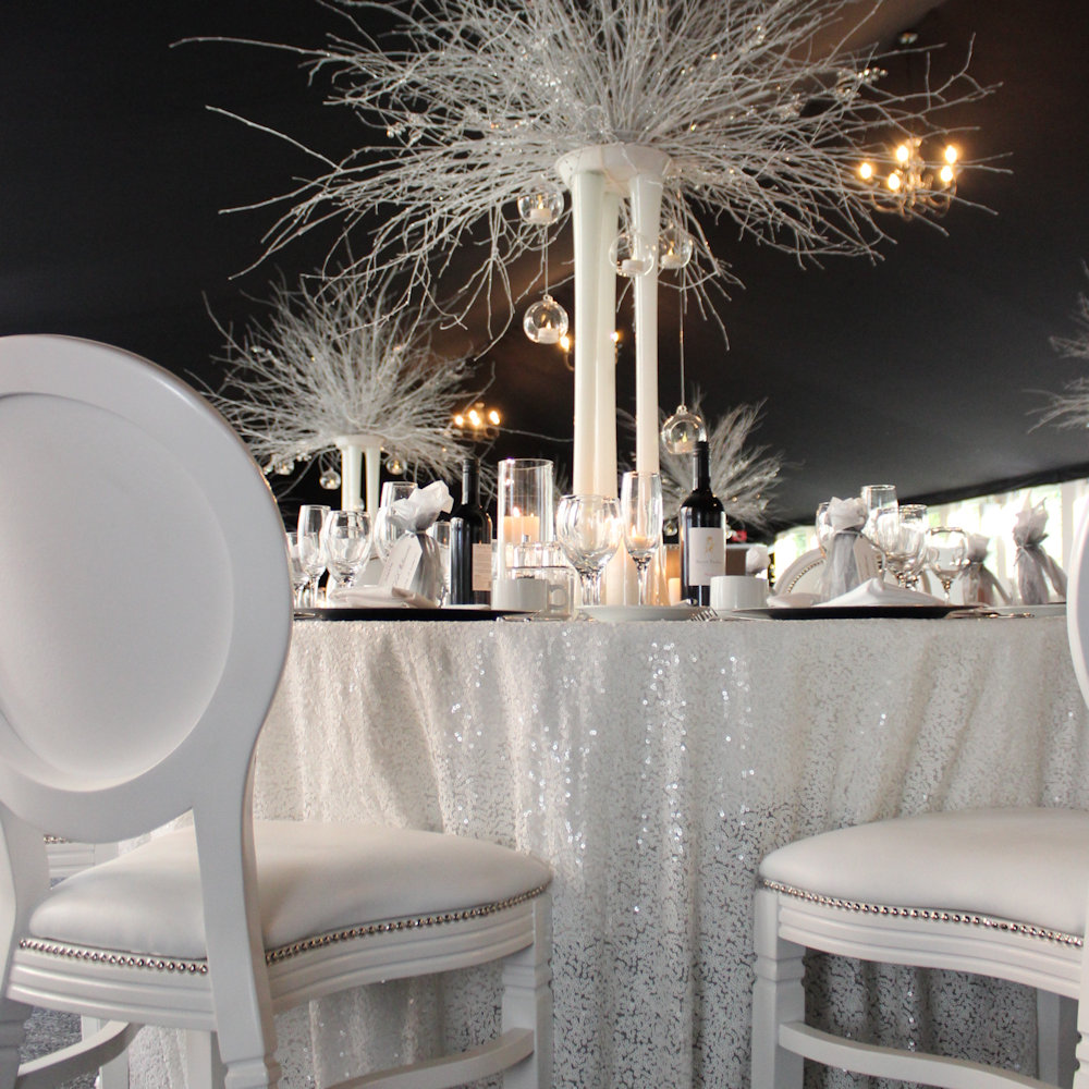 White Sequin Tablecloth