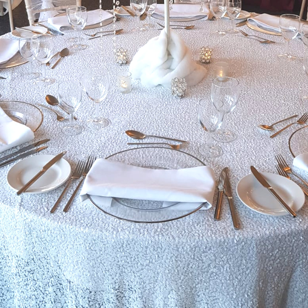 White Sequin Tablecloth