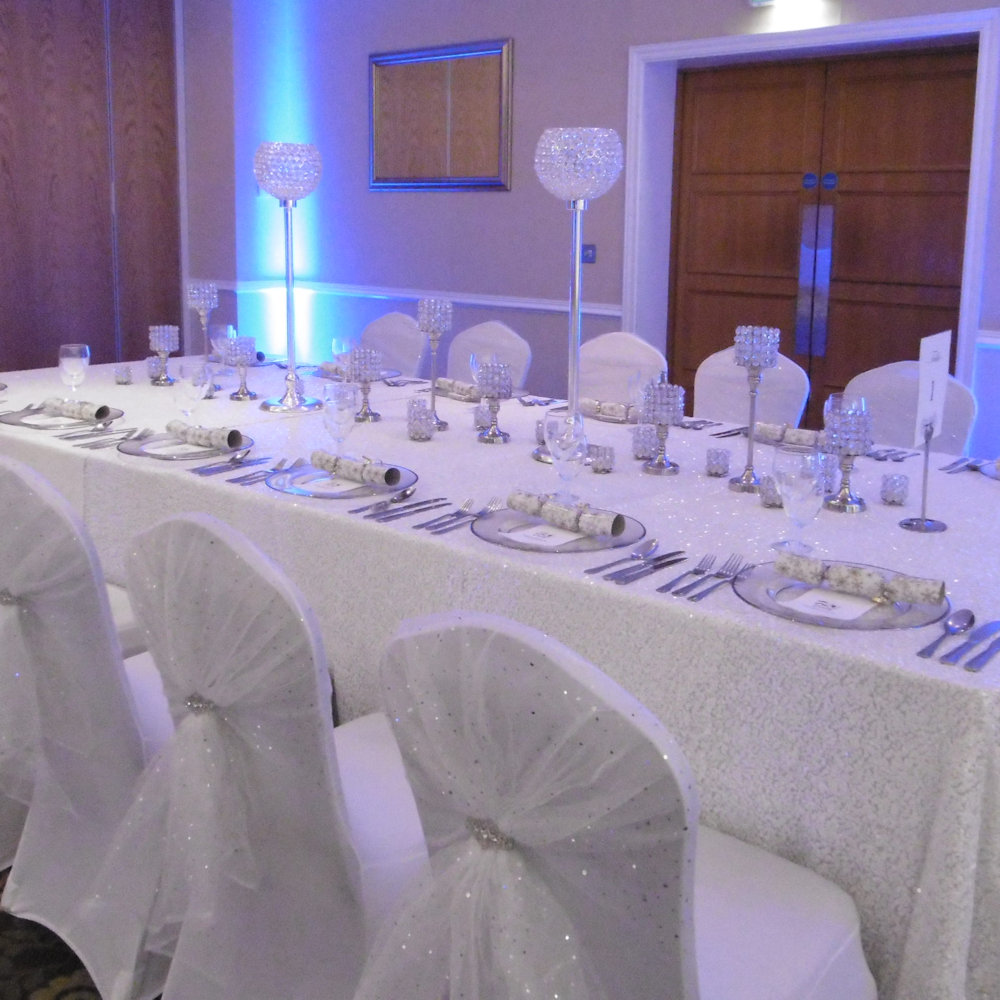 White Sequin Tablecloth