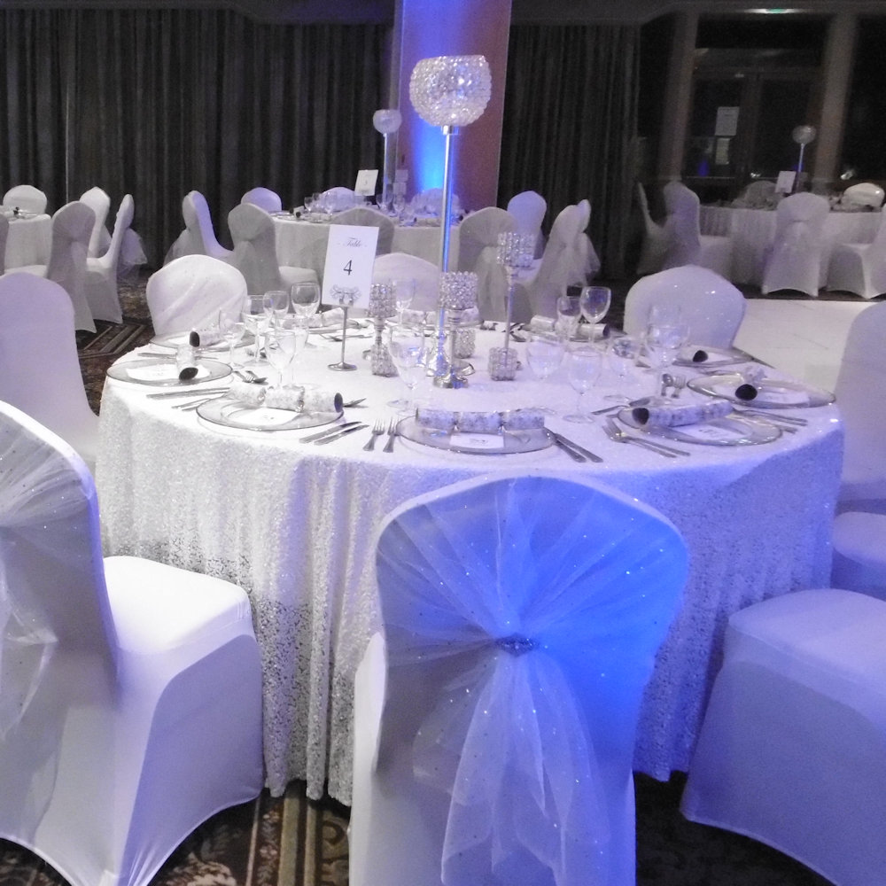 White Sequin Tablecloth