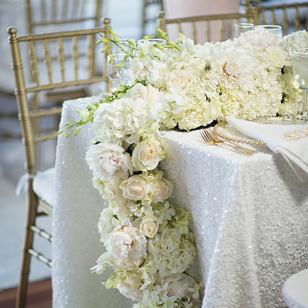 White Sequin Tablecloth