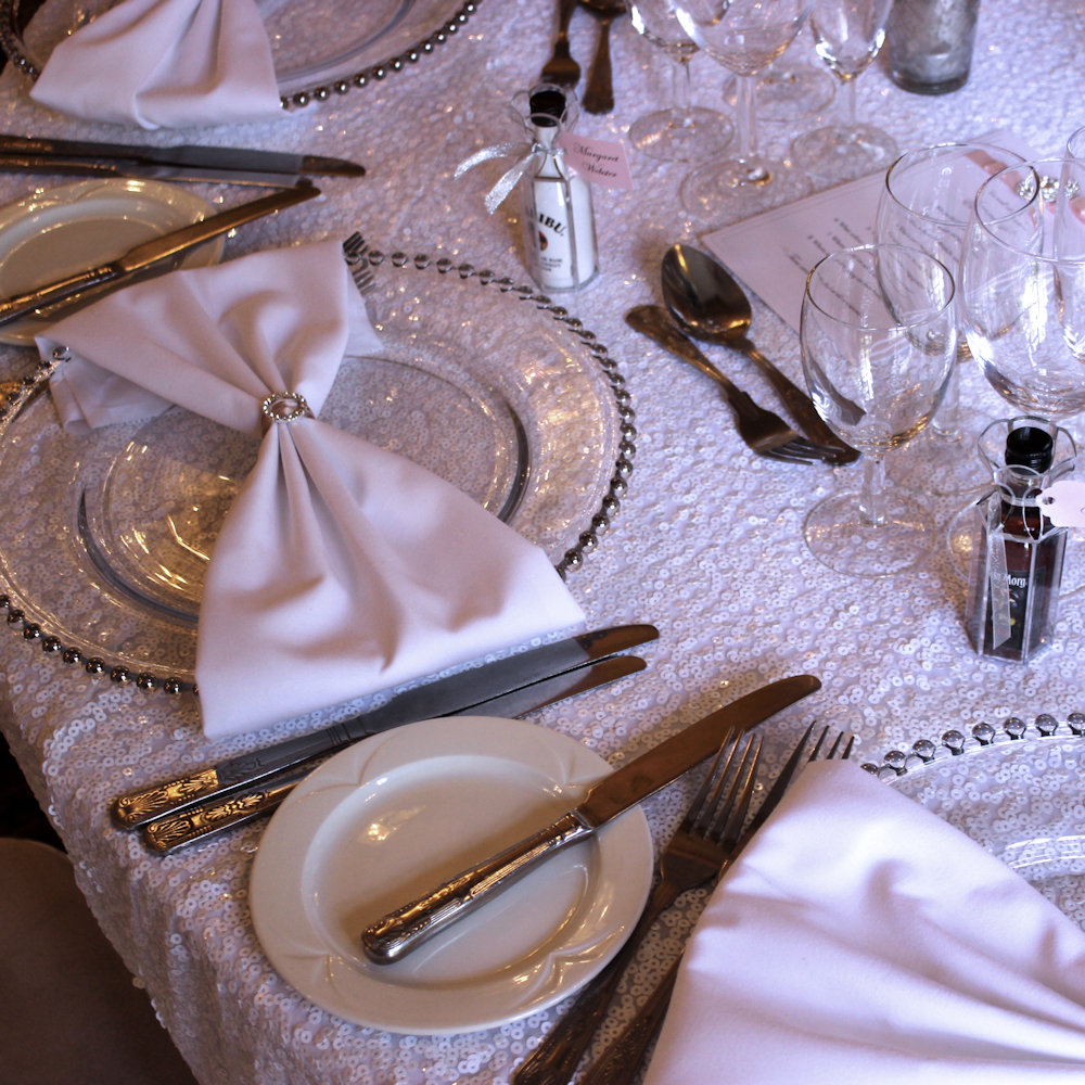 White Sequin Tablecloth