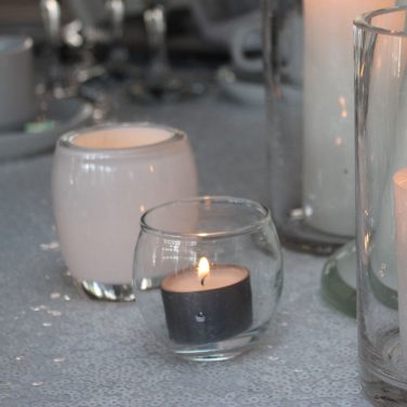 White and Glass Roly Poly Tea Light Holder 5