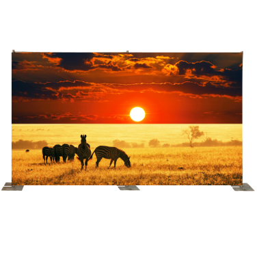 Zebra Silhouetes on African Grassland at Sunset Backdrop