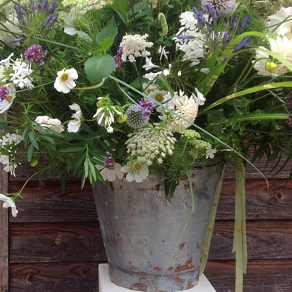 Vintage Bucket with Flowers