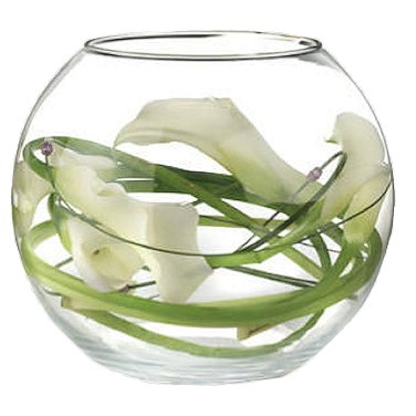 Fish Bowl with White Calla Lilies & Grass