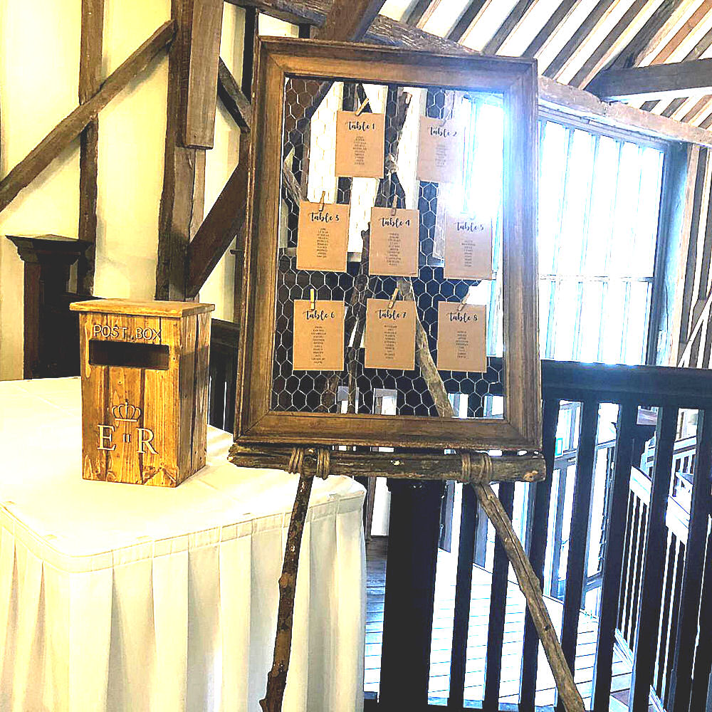 Rustic Stick Easel with Chicken Wire Frame