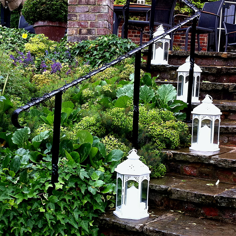 Ivory Vintage Lanterns on stairs