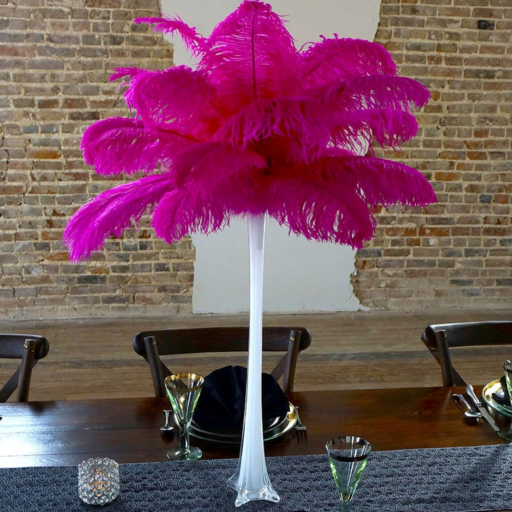 Coloured Feather Centrepiece Fuschia Pink
