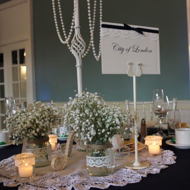 Glass Jam Jars with Lace & Hessian 5