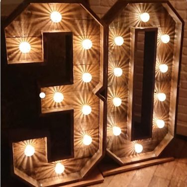 Light Up Rustic Numbers Hire
