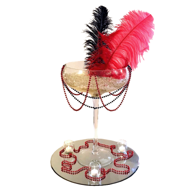 Champagne Saucer with Feathers and Beads