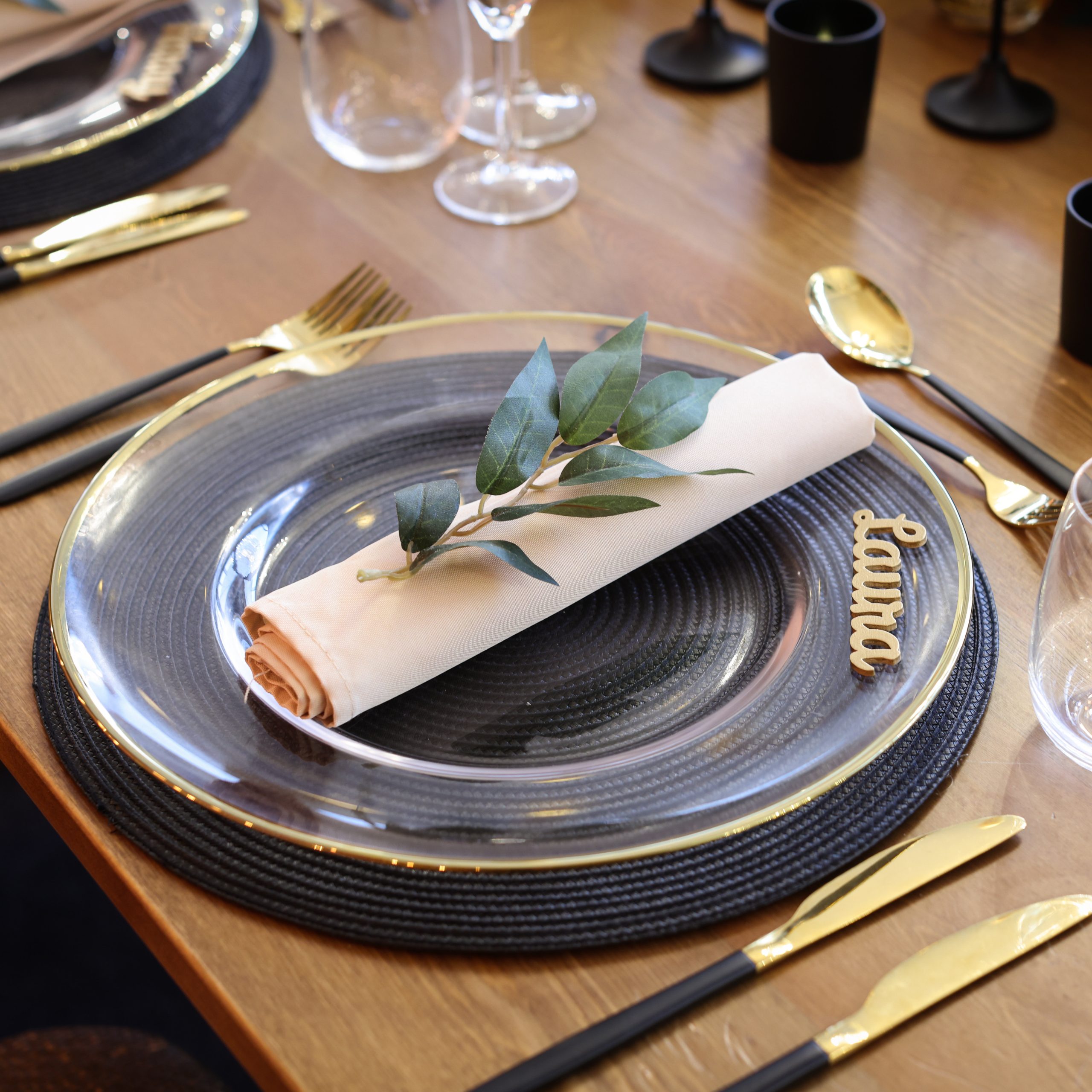 Gold & Black Cutlery Hire Wedding Event Party