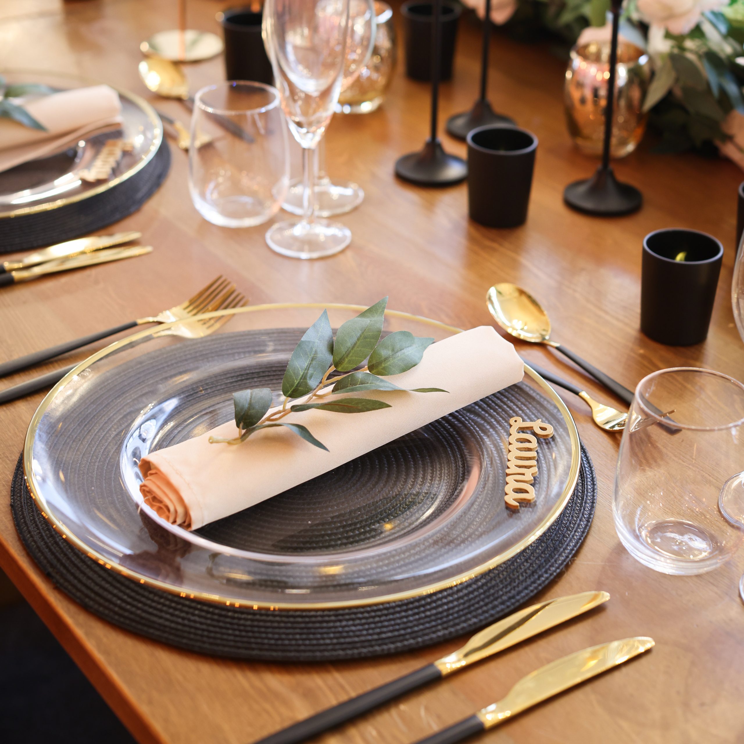 Gold & Black Cutlery Hire Wedding Event Party