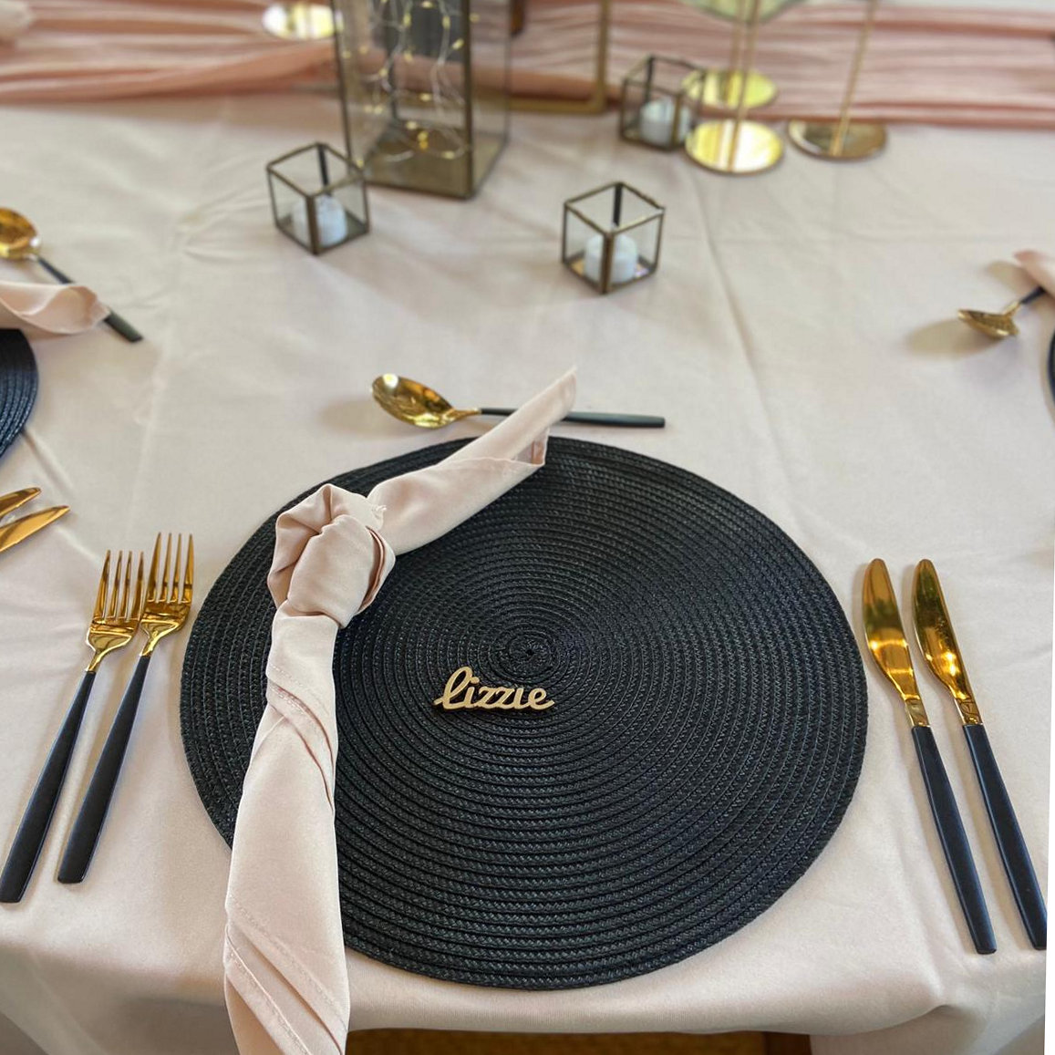 Gold & Black Cutlery Hire Wedding Event Party