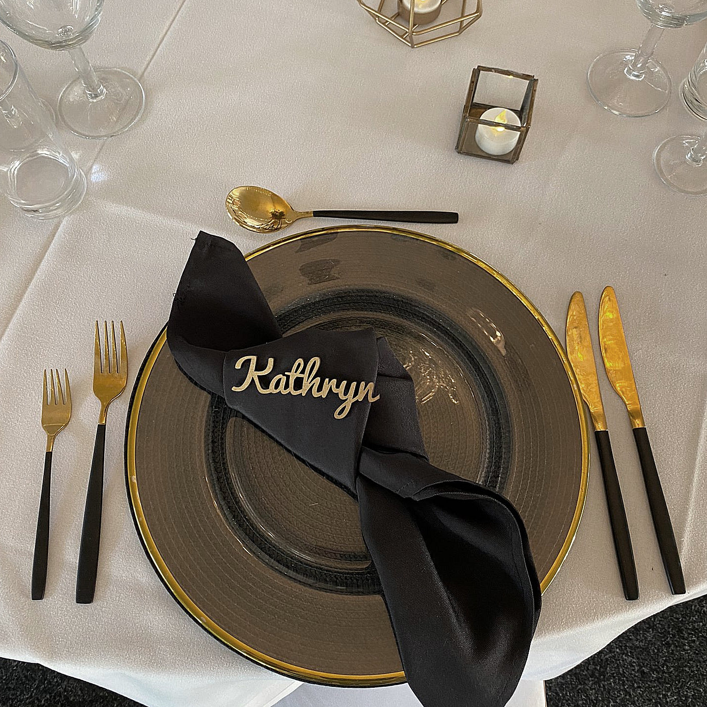Gold & Black Cutlery Hire Wedding Event Party
