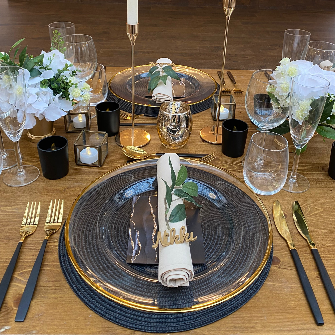 Gold & Black Cutlery Hire Wedding Event Party
